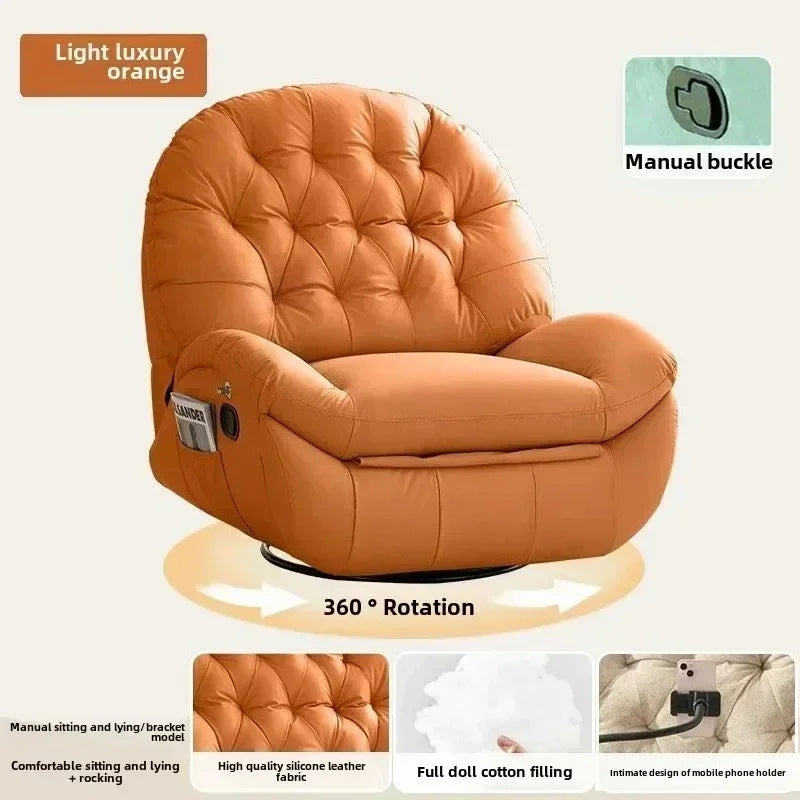 Modern Fabric Living Room Sofas Designer Living Room Furniture Leisure Lazy Sofa Bed Rocking Chair Nordic Home Rotating Recliner