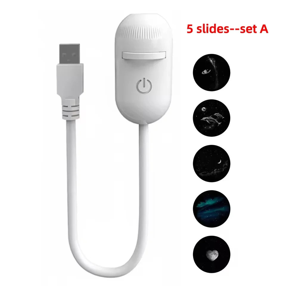 30 Projection Slides 2-in-1 Mini USB Galaxy Star Projector Night Light – Starry Sky Ambient Lamp for Bedroom Sleep & Decoration