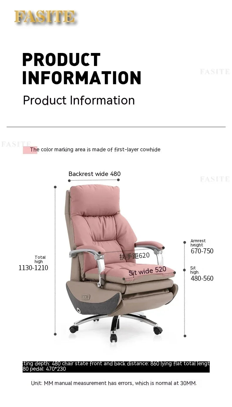 Practical Leather Executive Mobile Desk Chair Gaming Computer Ergonomic Office Chairs Reading