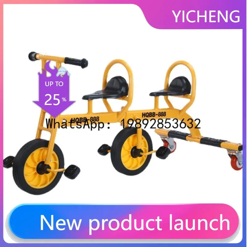 Children's Tricycle Double Pedal Bike Two-Wheel Pedal Bike Kids Toddler Educational Ride-On Outdoor Toy Car