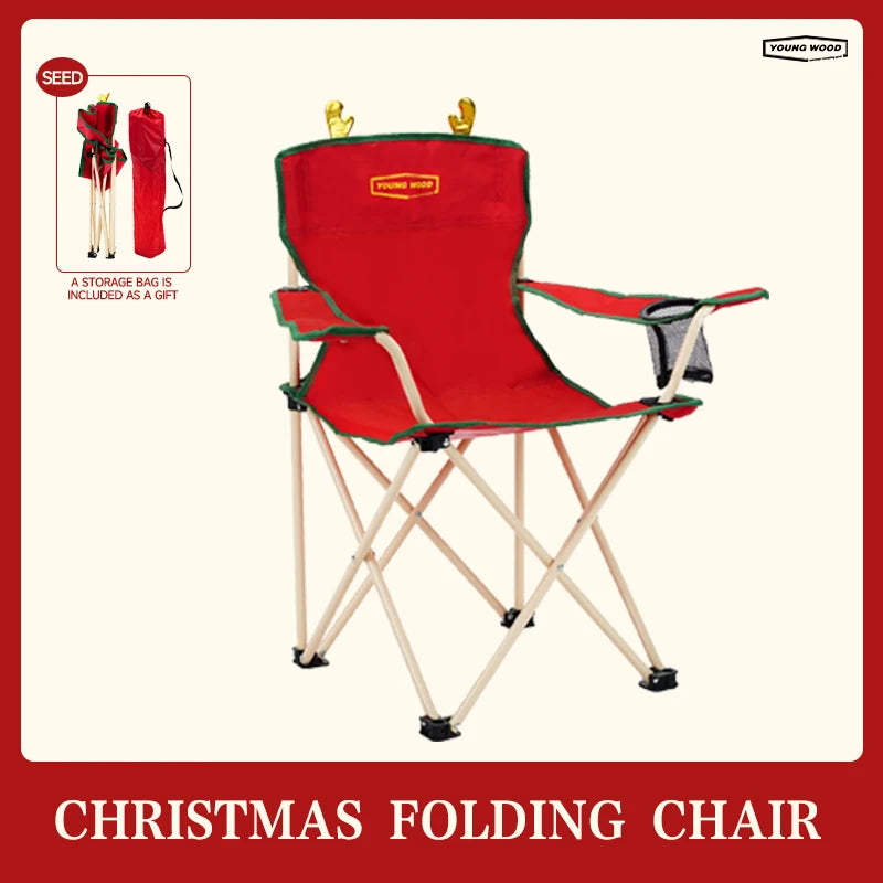 Christmas atmosphere beach stool, convenient camping folding chair camping cart, lightweight Christmas dining chair living chair