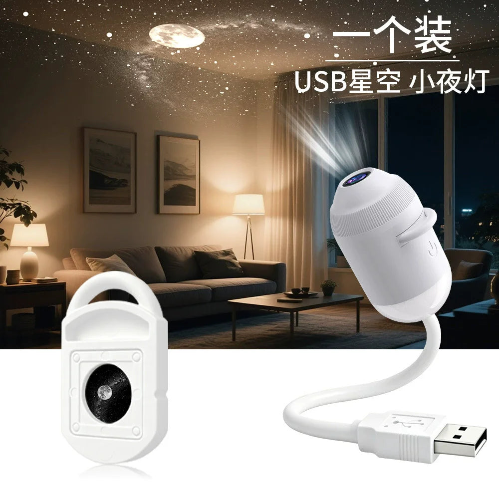 24 Projection Slides USB Plug-in Galaxy Star Projector Night Light Nebula Aurora Starry Sky Projector Light For Bedroom Decor