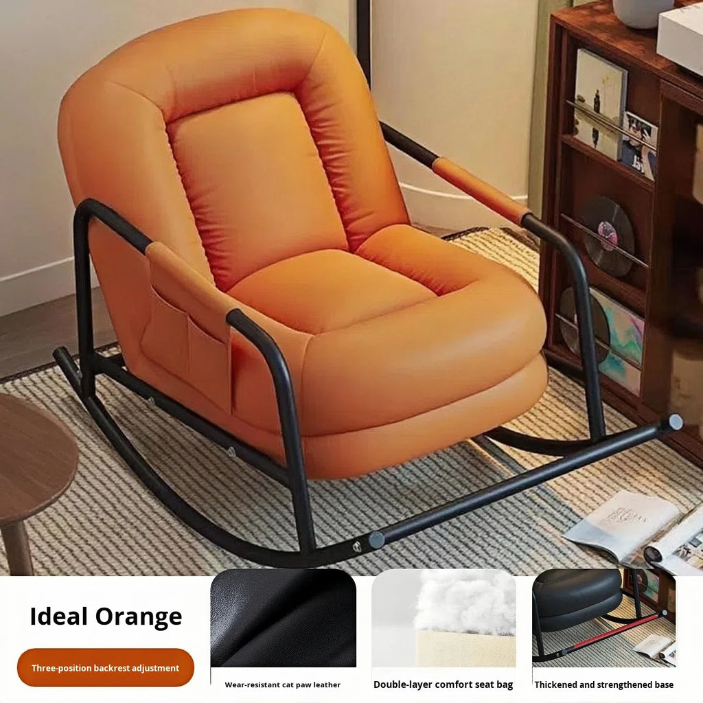 #@ Lazy Sofa Rocking Chair Household Adult Balcony Casual Living Room Single Rocker Vintage Style Recliner Lounge