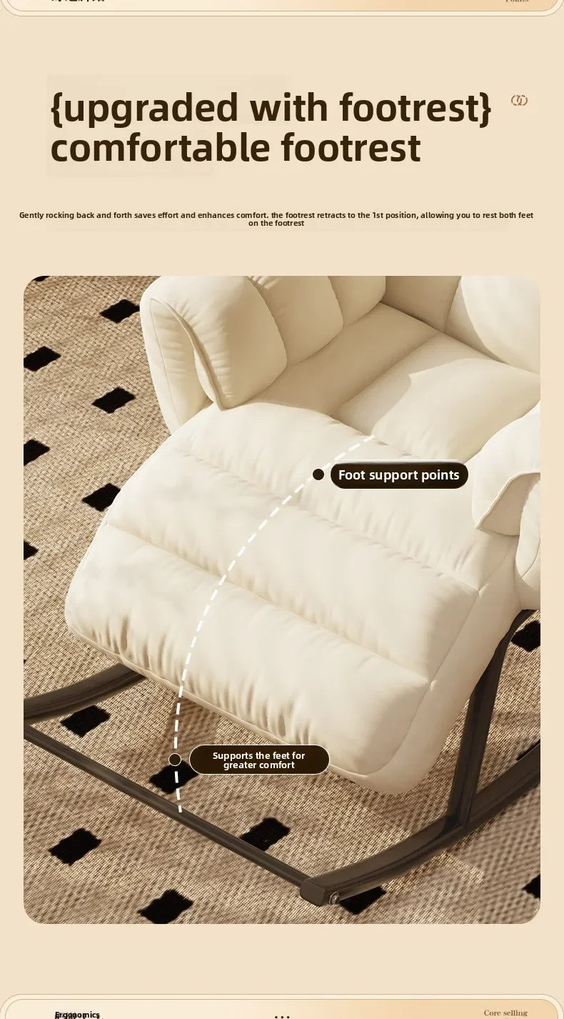 Lazy Rocking Chair Home Retro Balcony Leisure Folding Reclining Chair Sofa Chair Bedroom Single Person Can Sit And Lie Down