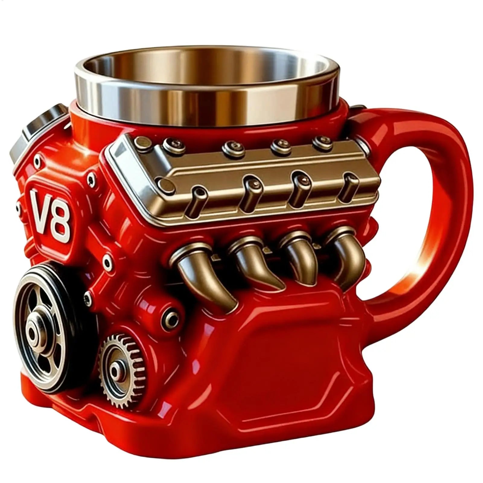 Engine Coffee Mug V8 Engines Stainless Steel Cup Double Wall Insulation Car Mug With Handle Portable Coffee Travel Mug