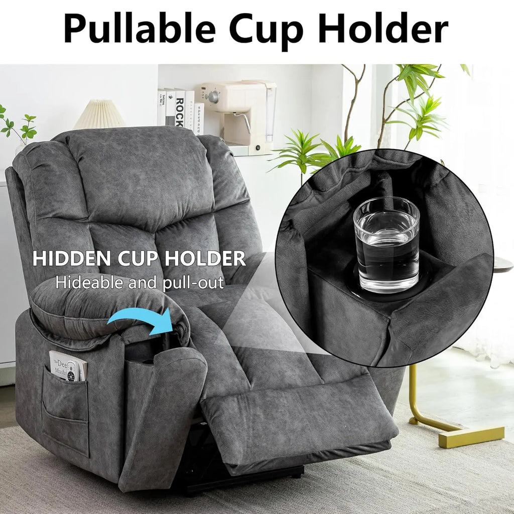 Recliner Chair with Swivel Glider Base for Living Room, Overstuffed Rocker Recliner with Foldable Armrest & Hidden, Customized