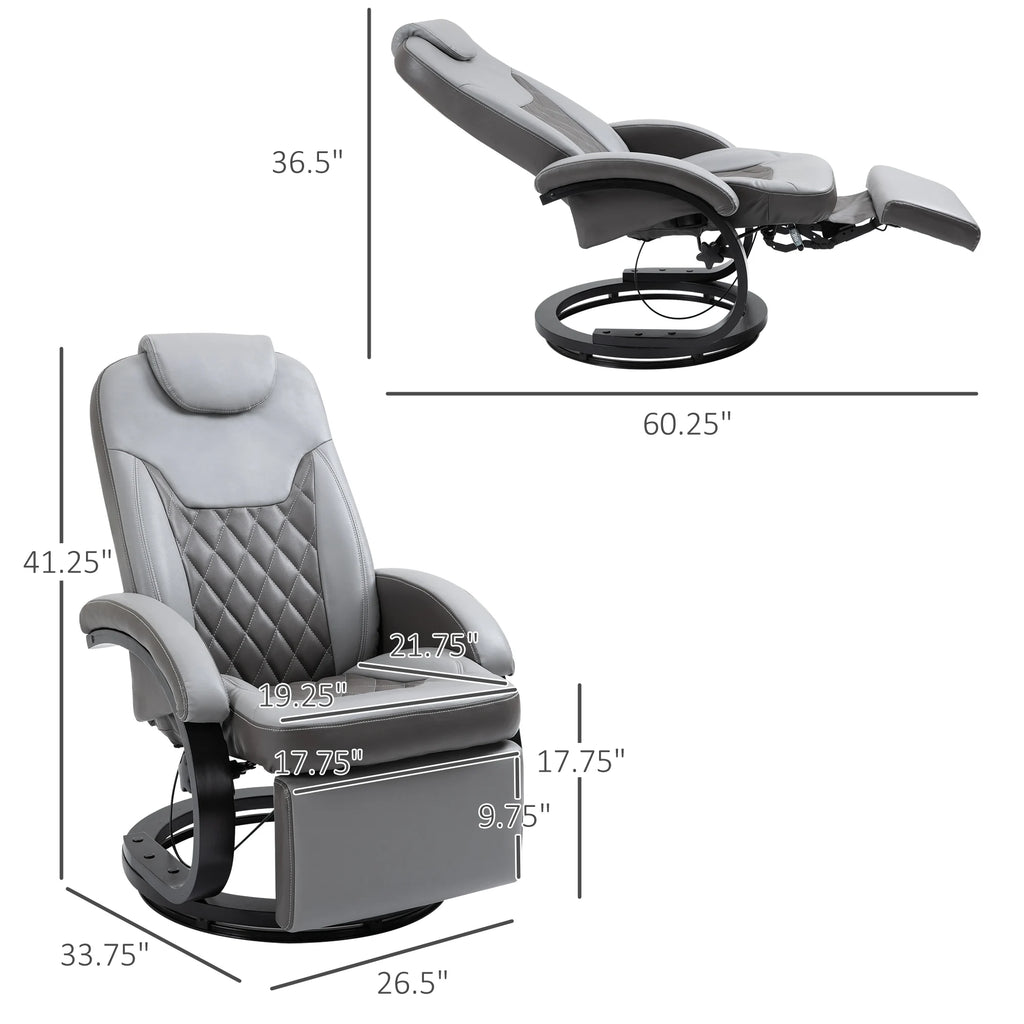 HOMCOM Manual Recliner, Swivel RV Recliner Chair with Footrest, Gray