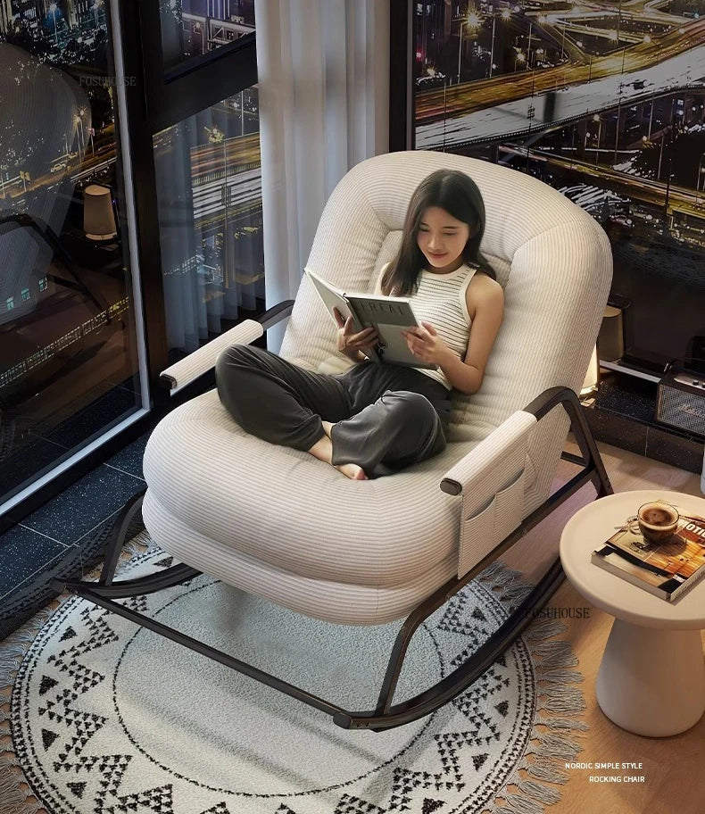 Modern Corduroy Living Room Chair Multifunctional Lazy Chair with Backrest for Balcony Home Leisure Creative Design