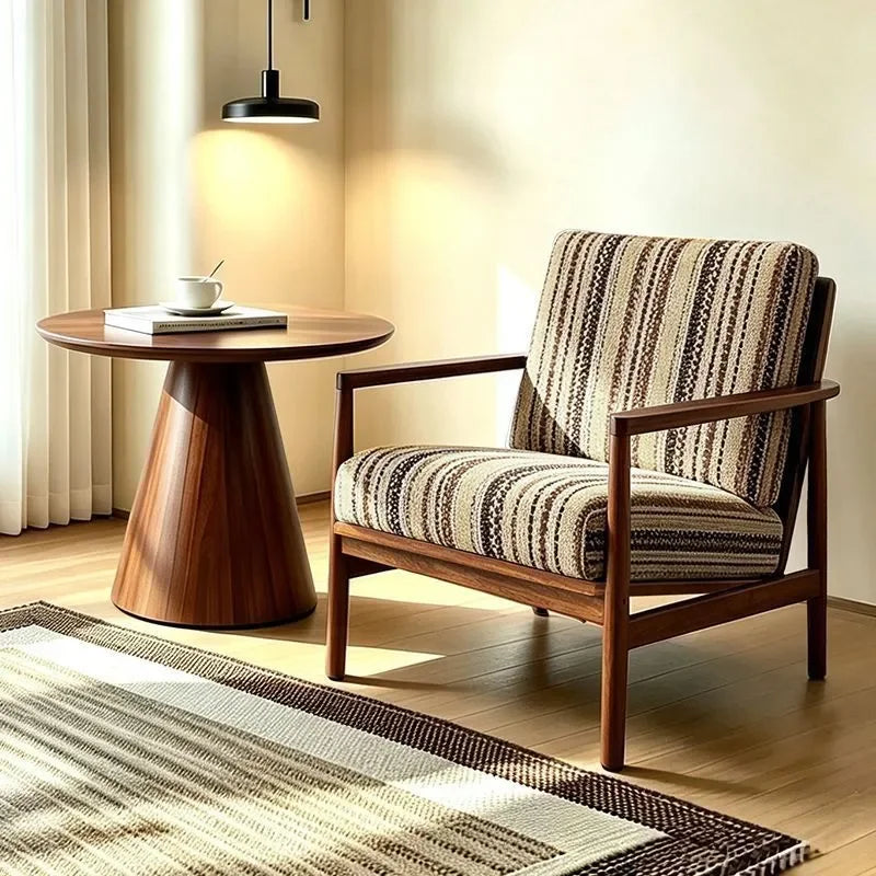 Nordic Style Solid Wood Single Sofa Chair for Small Apartment Bedroom Balcony Hotel Homestay Leisure Lazy Hank Chair