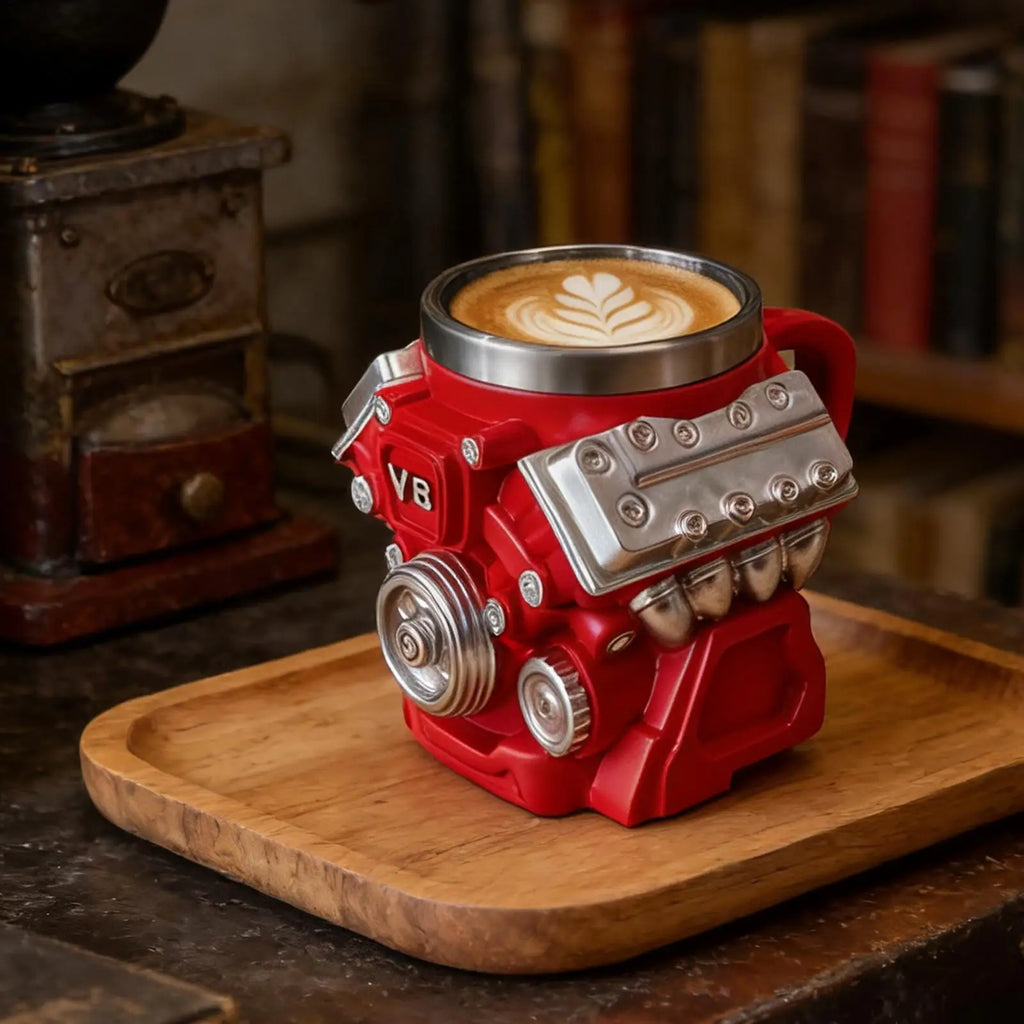 Collectible V8 Engine Shaped Mug Detailed Replicas For Display & Use, Garage, Man Cave, Office Of Engineers & Car Lovers