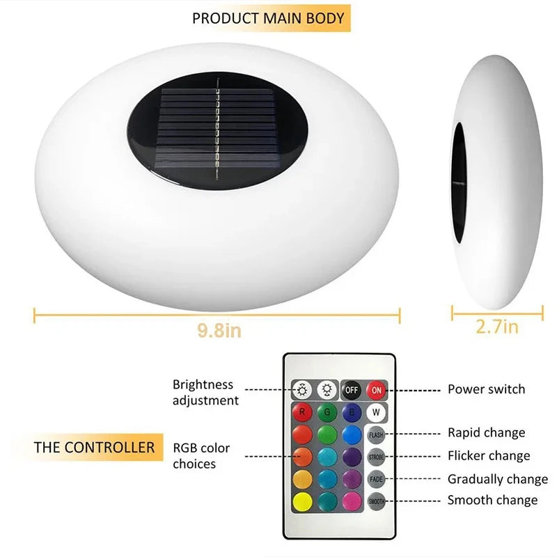 Waterproof Solar Swimming Pool Lights, Glowing Float, Outdoor Lighting, Pond, Garden Lamp Ball, 16 Colors, D25 cm, IP68