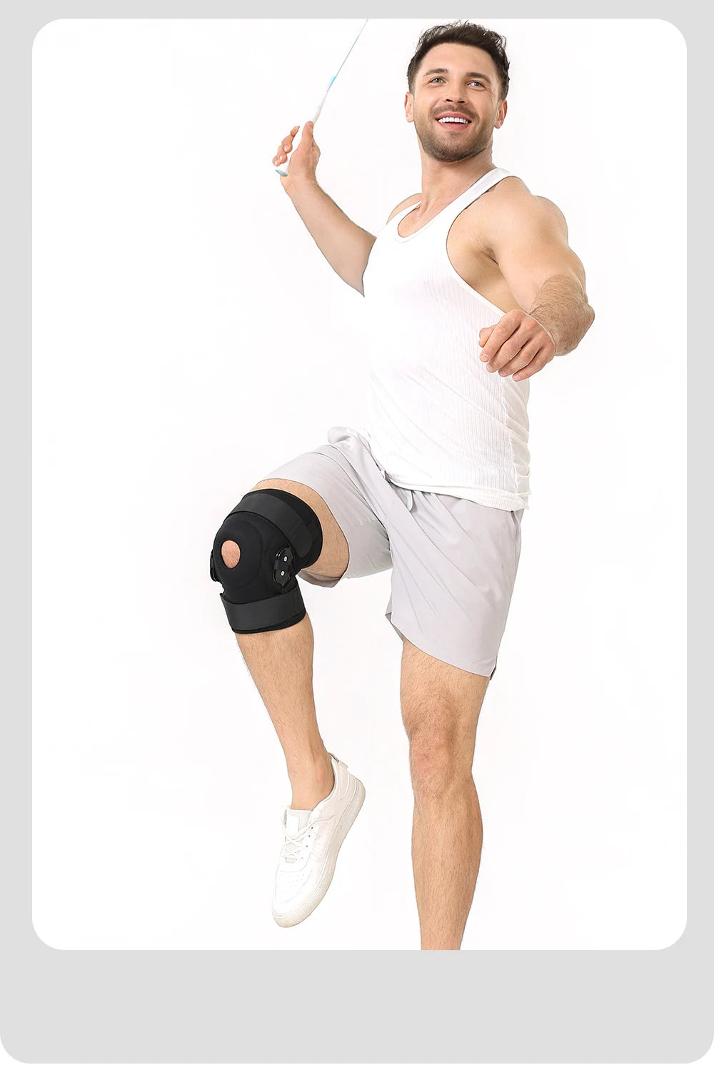 1 piece - Adjustable knee pad with double-layer steel plate stabilizer, suitable for both men and women, knee joint support, dou