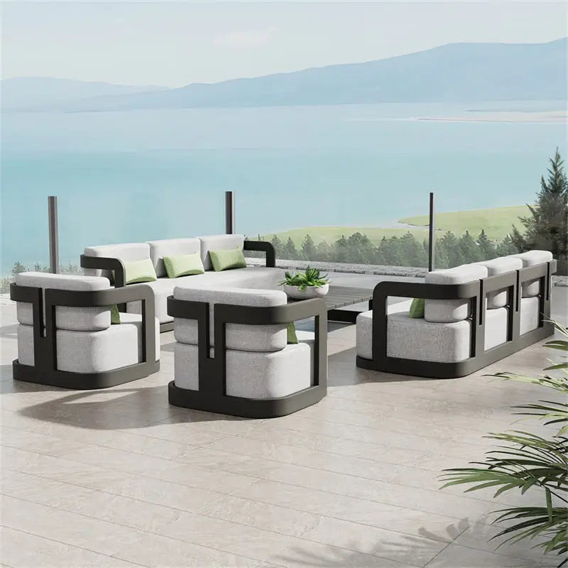 Outdoor Furniture Aluminum Sofa Set Garden Sofa and Coff Table Set Metal Patio Sofa