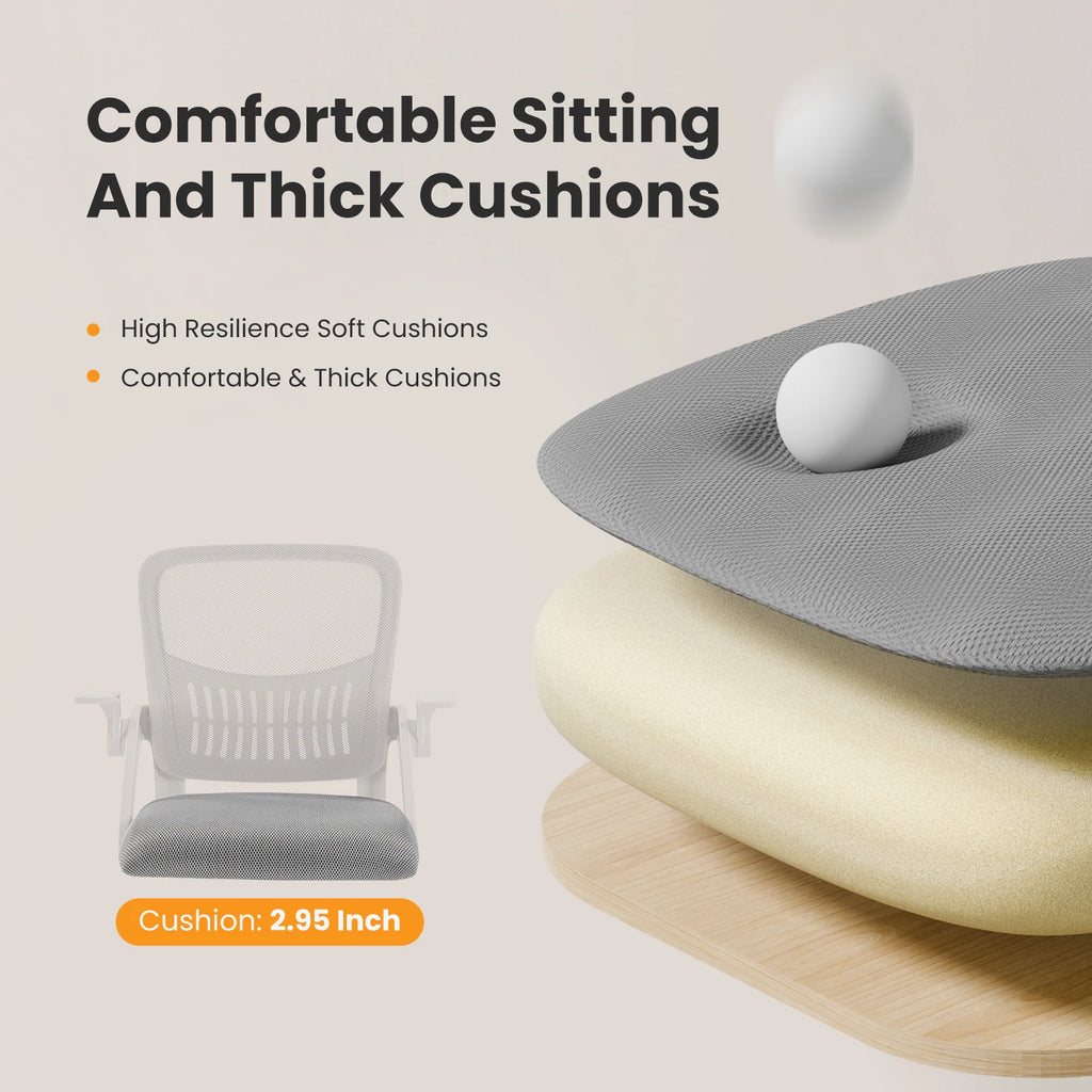 MCQ Ergonomic Mid Back Flip-up Armrest Office Desk Chair with Lumbar Support Height Adjustable 360° Swivel Computer Gaming Chair