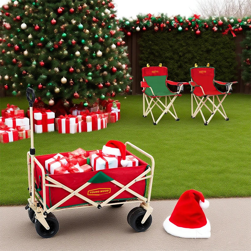 Christmas atmosphere beach stool, convenient camping folding chair camping cart, lightweight Christmas dining chair living chair