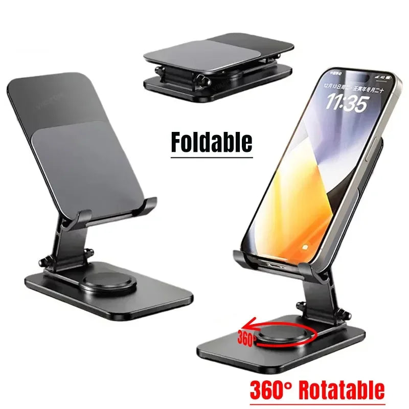360° Rotation Metal Phone Holder Portable Foldable Desktop Tablet Stand For iPhone Samsung Xiaomi iPad Air Cellphone Bracket