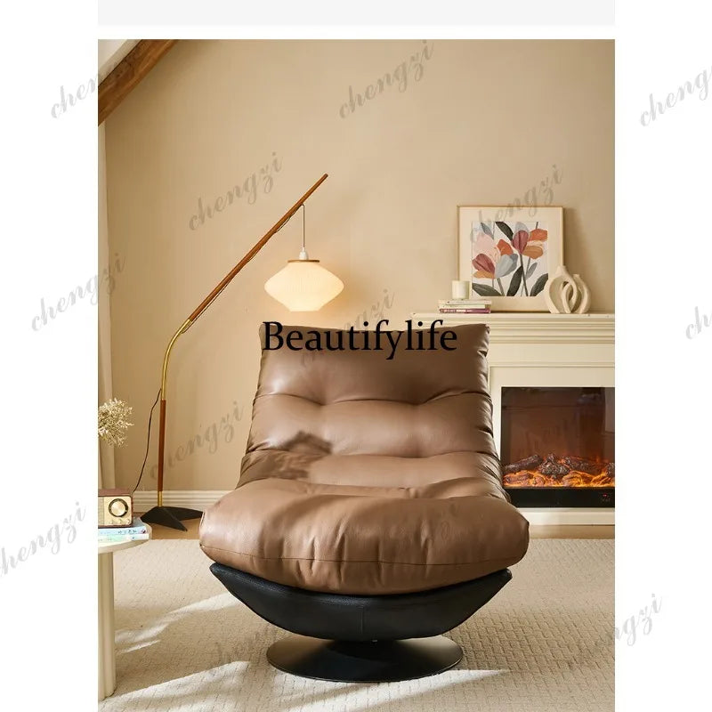 Italian minimalist sofa chair single leather art rotating leisure chair living room high-end single chair