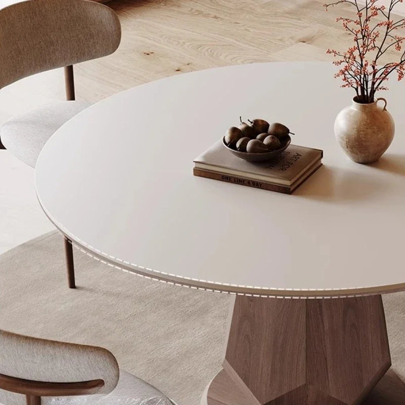 Dining Table Household Rock Simple Apartment Wood Round  Home Furniture