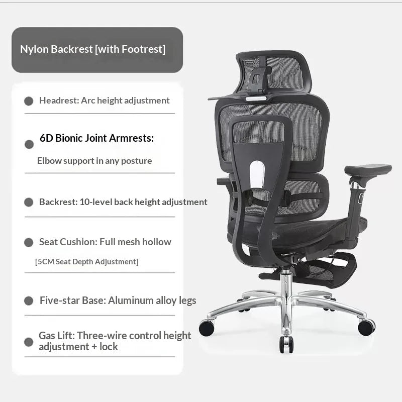 Office Chair Ergonomic Lumbar Support Adjustable Recline Mesh Headrest Swivel Wheels Home Office Gaming Computer Seat Cadeira