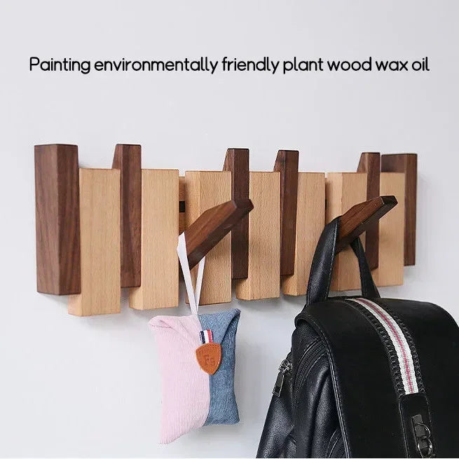 Black Walnut Coat Rack Wall Mounted Solid Wood Clothes Hooks Hallway Entrance Door Hanger Home Decor Ds Furniture Perchero