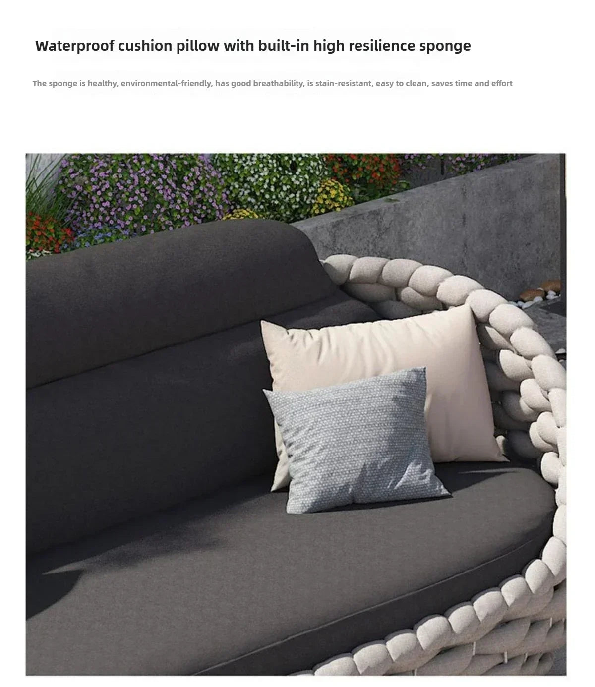 All-Weather Rattan Outdoor Sofa Set or Villa Balcony Living Room Leisure Terrace Furniture fCourtyard Combination Double Chair