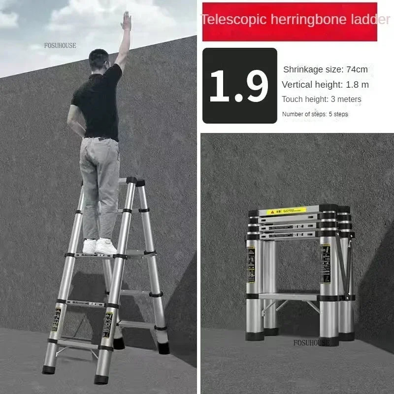 Folding Ladder for Construction Site Metal Telescopic Modern Thickened Ladders Creative Multifunctional Step Ladders for Home G