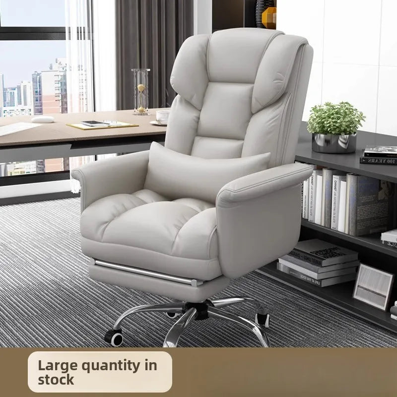 Executive Leather Office Chair Ergonomic Comfort Reclining Desk Chair for Home Workstations Full Backlift Adjustable Furniture