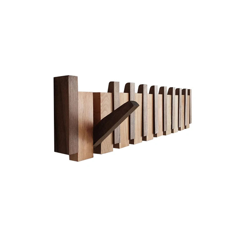 Walnut Wood Coat Rack Hook Wall-Mounted Hidden Decoration Hook Hanger Foldable Bedroom Closets Wooden Wall Shelf Home Decor