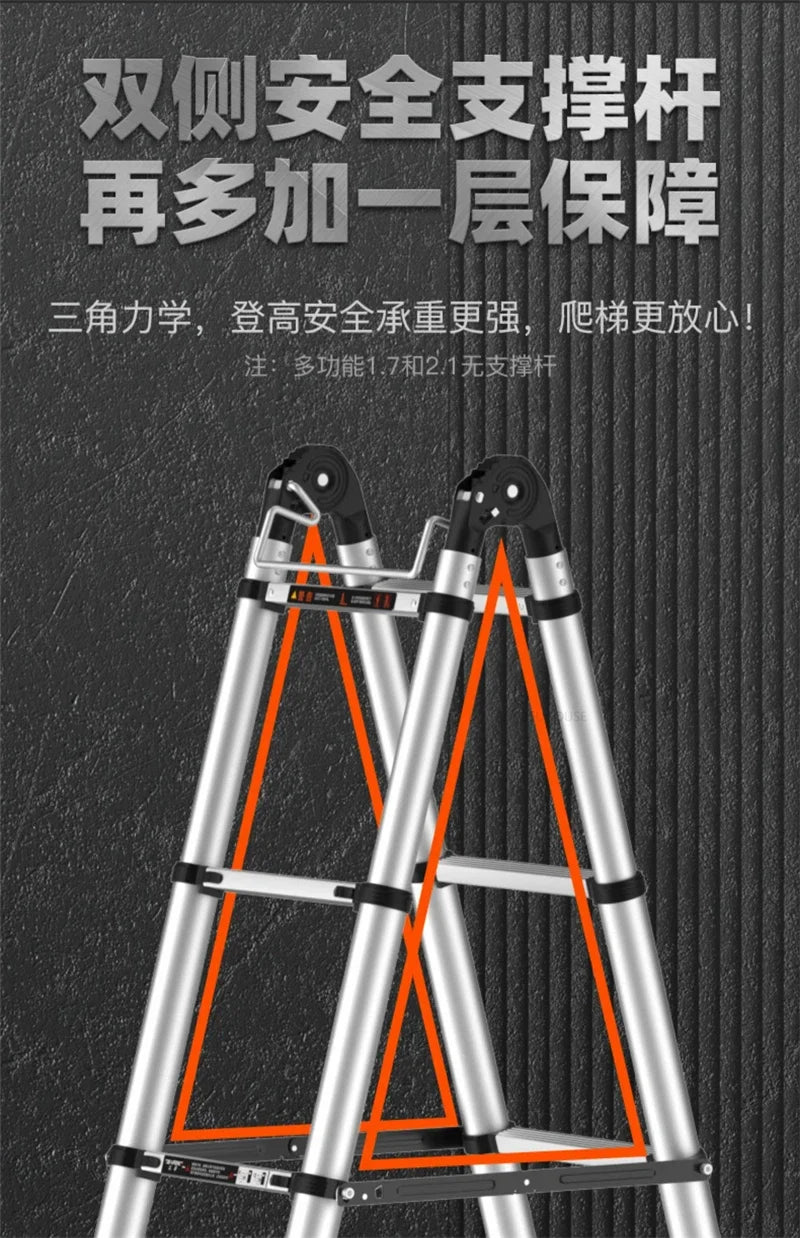 Aluminum Alloy Telescopic Ladder Thickened Stainless Steel Step Ladders Folding Lift Herringbone Ladder Home Portable Ladder B Y