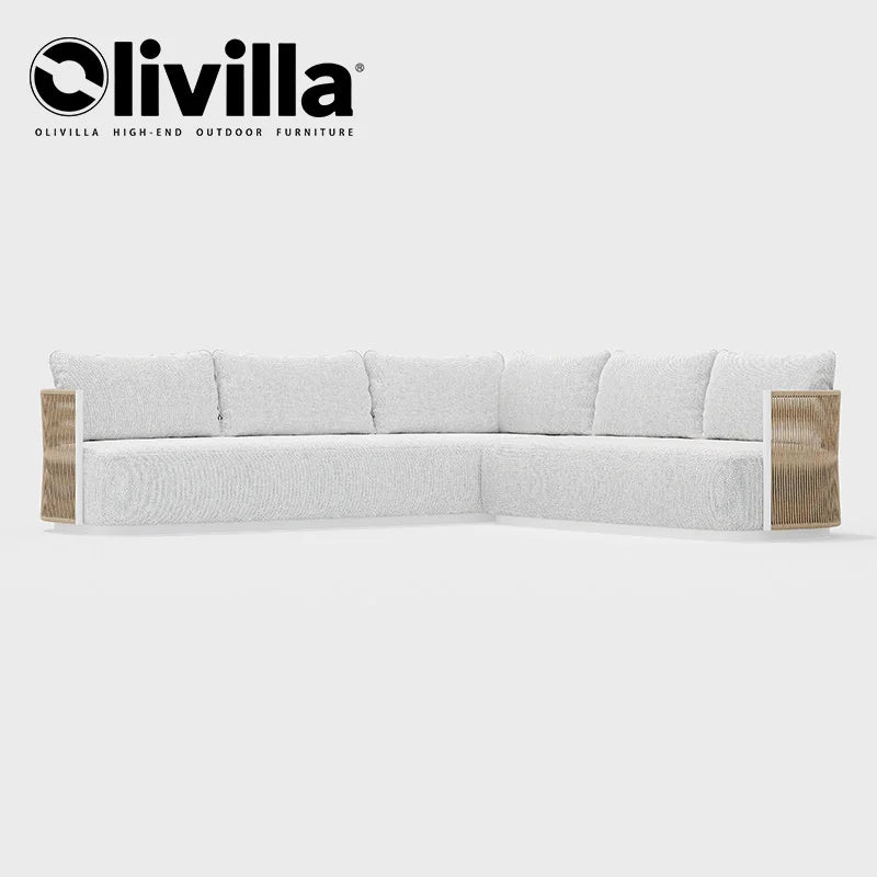 Scandinavian Outdoor Woven Rope Sofa Villa Courtyard Simple Garden Furniture Hotel Resort Leisure Open-Air Waterproof Sofa Couch