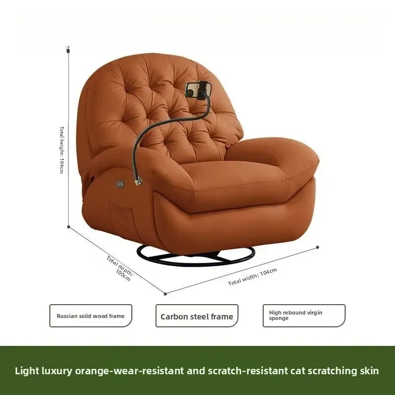 LZ X LazySofa Single Recliner Electric Space Capsule Rocking Chair Eco-Leather Lounge Living Room Suitable Sitting Reclining Sle