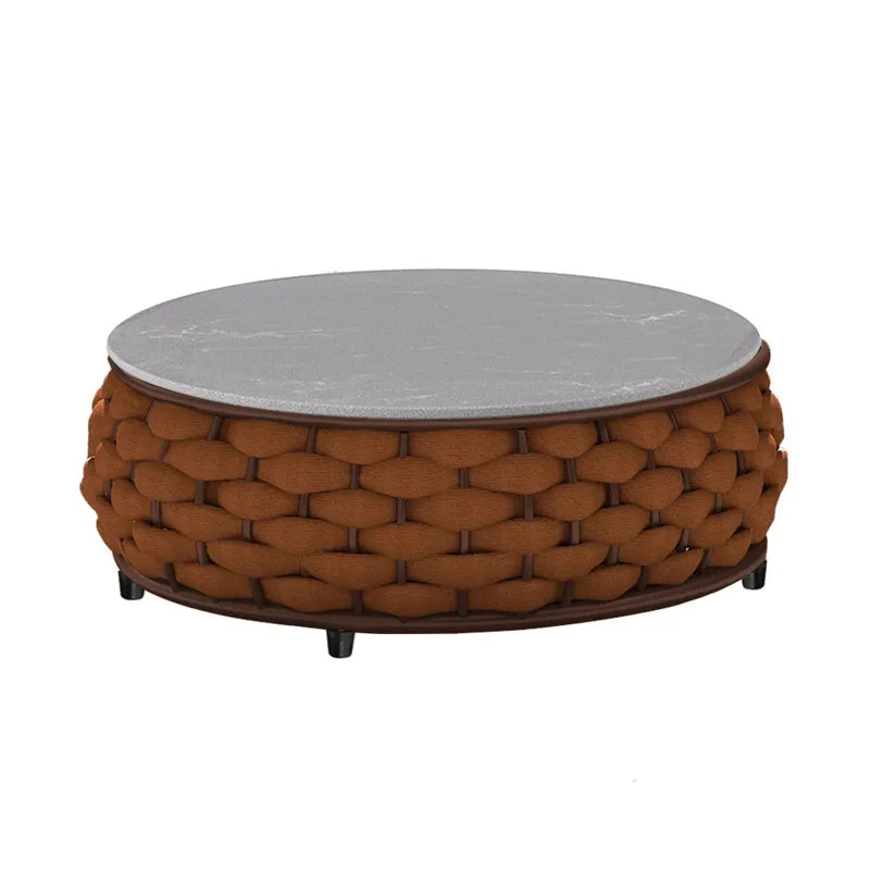 `Outdoor Rattan Sofa Coffee Table Set Waterproof UV Resistant Villa Courtyard Garden Terrace Leisure Wicker Patio Furniture`
