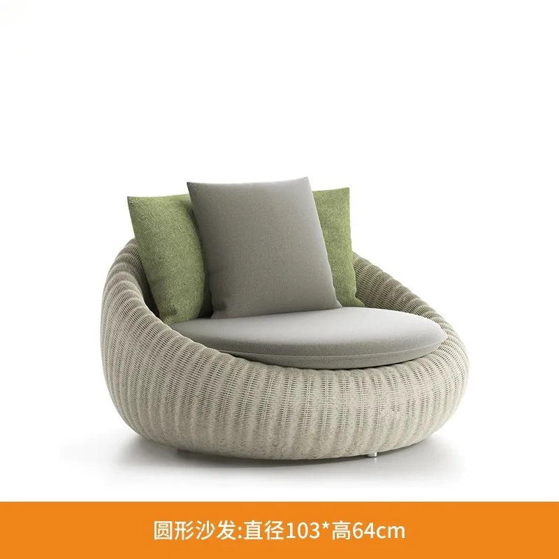 Nordic Woven Rattan Sofa Set with Coffee Table for Garden Balcony Patio Indoor Outdoor Leisure Furniture