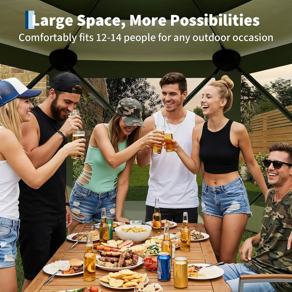 13x13 Pop Up Canopy Tent, Screen Gazebo with Carry Bag | UPF 50+ Waterproof Quick Canopy Tent W/ Mosquito Netting; 6 Removable W
