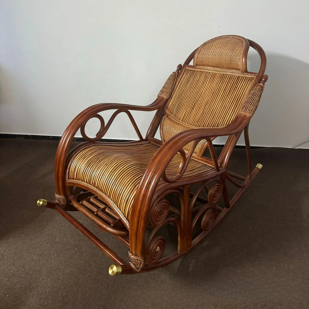 Natural rattan rocking chair, balcony home leisure sofa for the elderly
