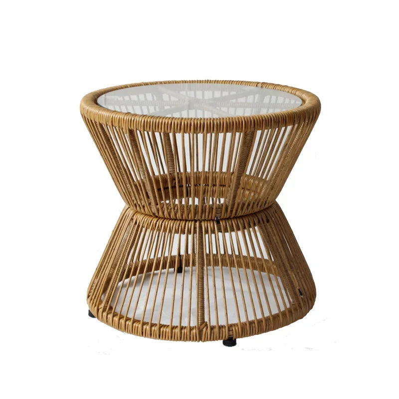 Rattan Chair Three Piece Set Balcony Table Combination Outdoor Furniture Armrest Single Rattan Sofa Recliner Patio Outdoor Chair