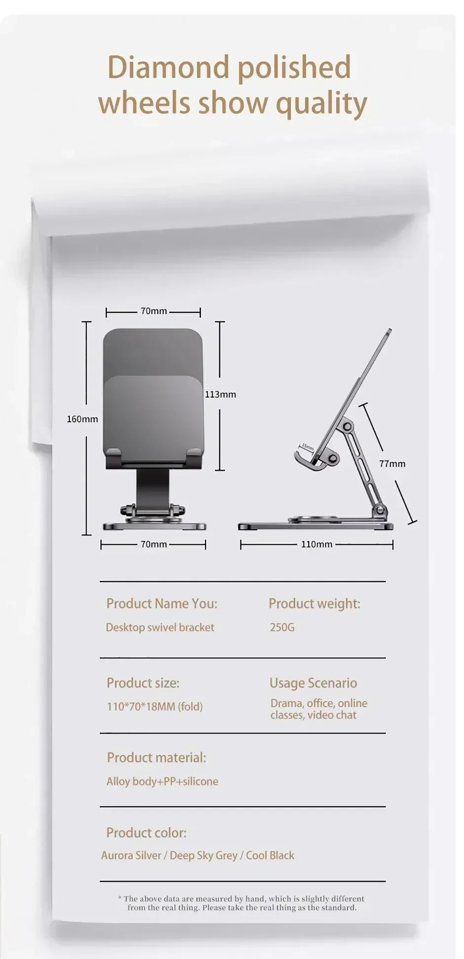 360° Rotation Metal Phone Holder Portable Foldable Desktop Tablet Stand For iPhone Samsung Xiaomi iPad Air Cellphone Bracket