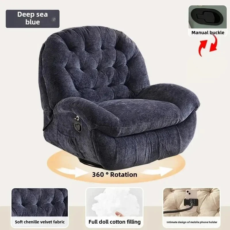 Modern Fabric Living Room Sofas Designer Living Room Furniture Leisure Lazy Sofa Bed Rocking Chair Nordic Home Rotating Recliner