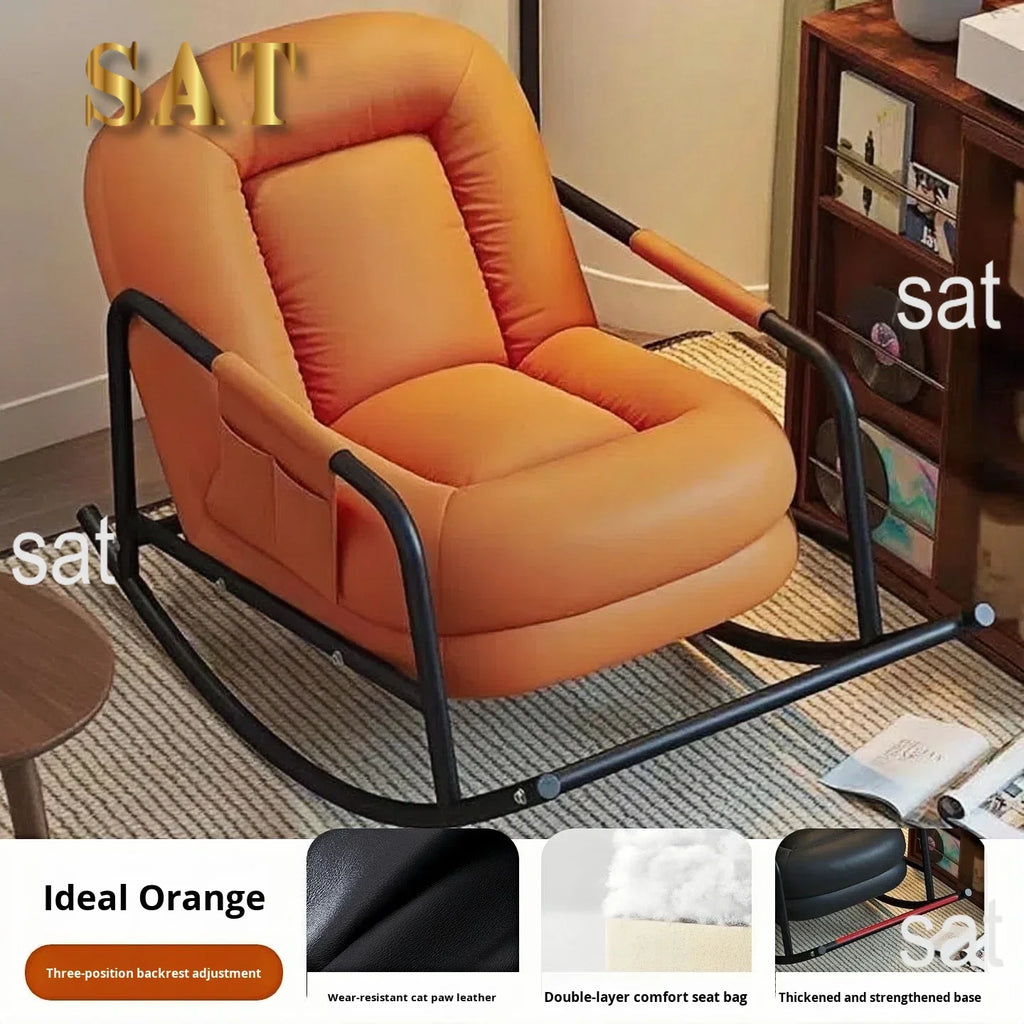 #@ Lazy Sofa Rocking Chair Household Adult Balcony Casual Living Room Single Rocker Vintage Style Recliner Lounge