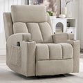 CANMOV Manual Recliner Chair with Massage and Heat,Breathable Leather Recliner Chair with Armrest and Backrest