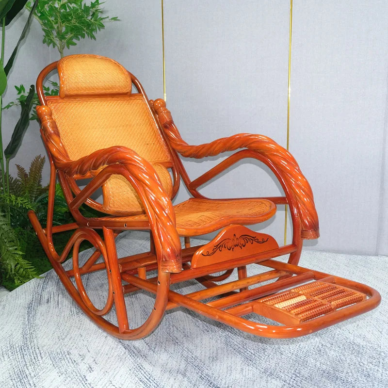 For Rattan Rocking Chair, Recliner Balcony Home Leisure Rattan Rocking Chair Adults Elderly Living Room Courtyard