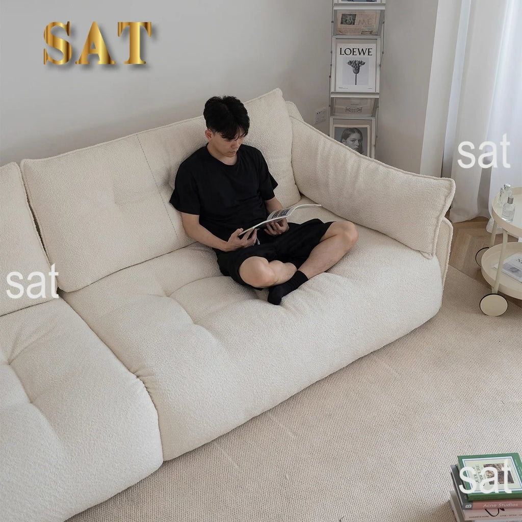 # Nordic Modern Cream White Sherpa 3-seater Living Room Set Sofa Modular Deep Throne Villa Apartment Hotel Designer Sofa