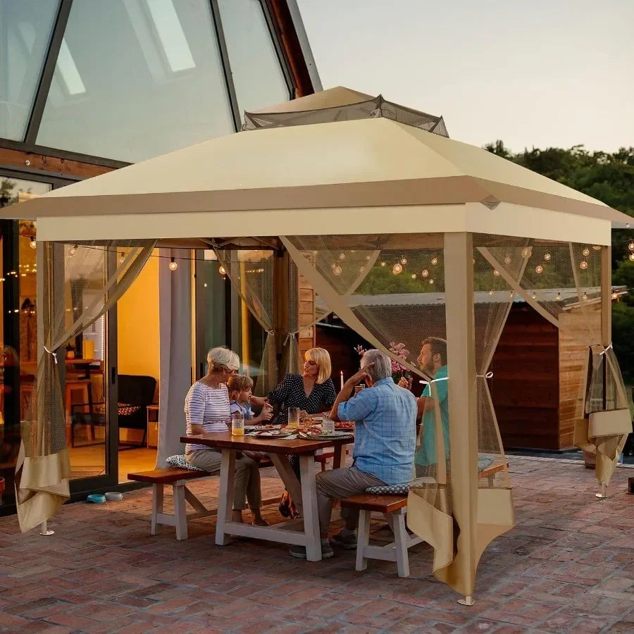 Pop Up Gazebo Canopy Tent, Outdoor Screened Gazebo Shelter with Mosquito Net, Carpas para Patio, Shade for Lawn, Garden, Backya