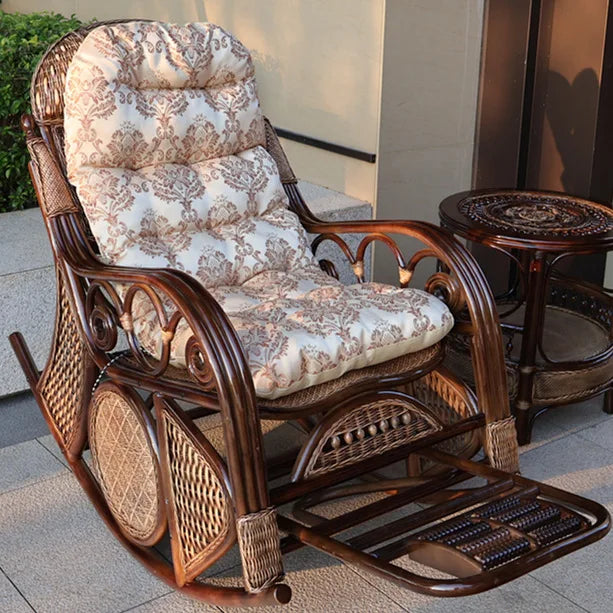 Natural rattan rocking chair elderly recliner balcony