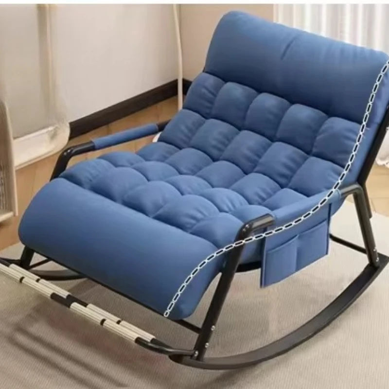Lazy double folding rocking chair, adjustable 5 postures: adult home balcony leisure chair, made of technical fabrics