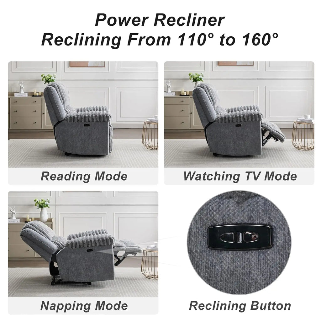 Oversized Power Recliner Zero Gravity with USB Port for Big Man Faux Fur Electric Extra Large Reclining Chairs for, Customized