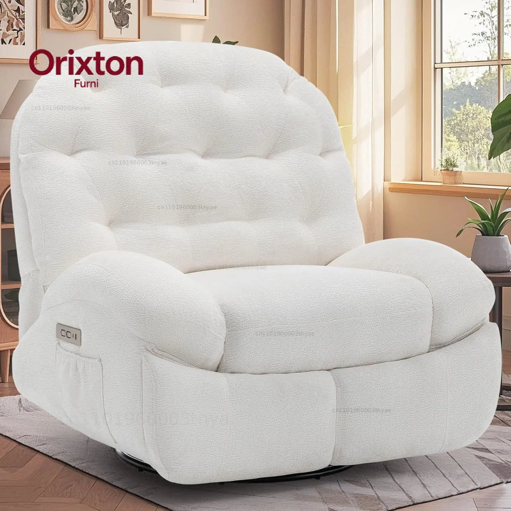 Oversized Swivel Recliner Chair, Comfortable Soft Shaped Recliner with  Ports and Storage for Living Room