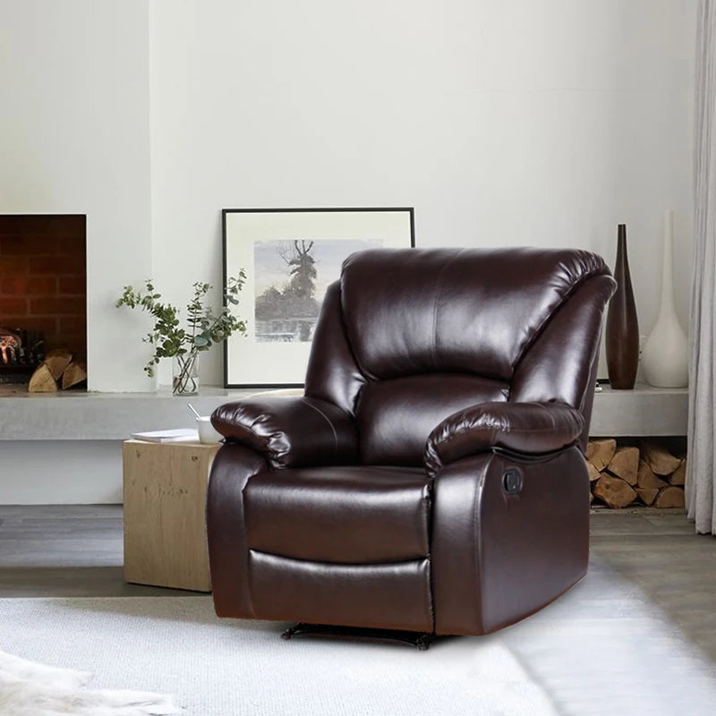 Hot Sale Black PU Leather Manual Recliner Sofa Chair Armchair for Living Room