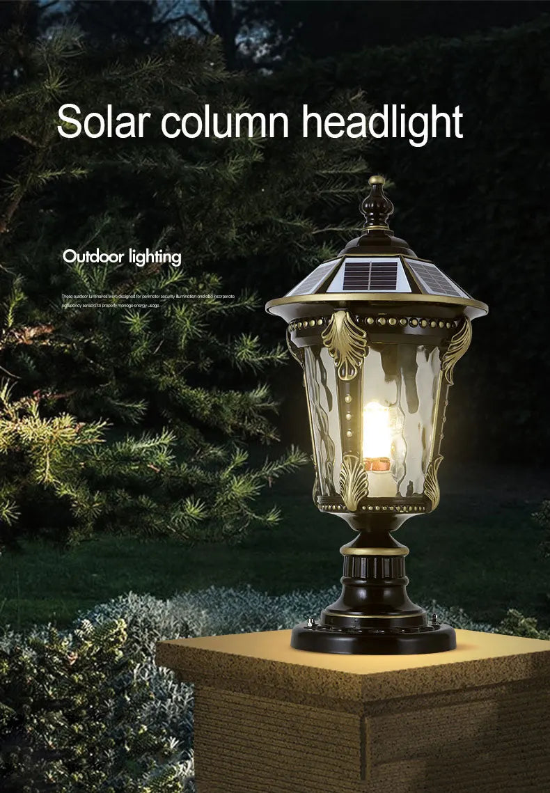 Solar Outdoor Door Post Lights LED Wall Lamps Energy Saving Fence Post Lighting for Courtyard Entrance Garden Lighting