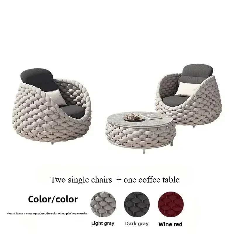 All-Weather Rattan Outdoor Sofa Set Leisure Terrace Furniture For Villa Balcony Living Room Courtyard Combination Double Chair